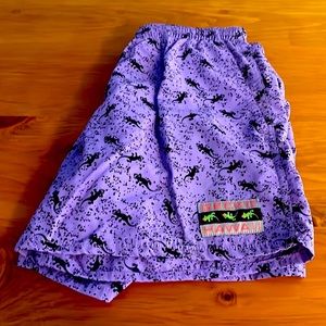 Gecko Hawaii Retro 90s Volley Shorts Swim Trunks